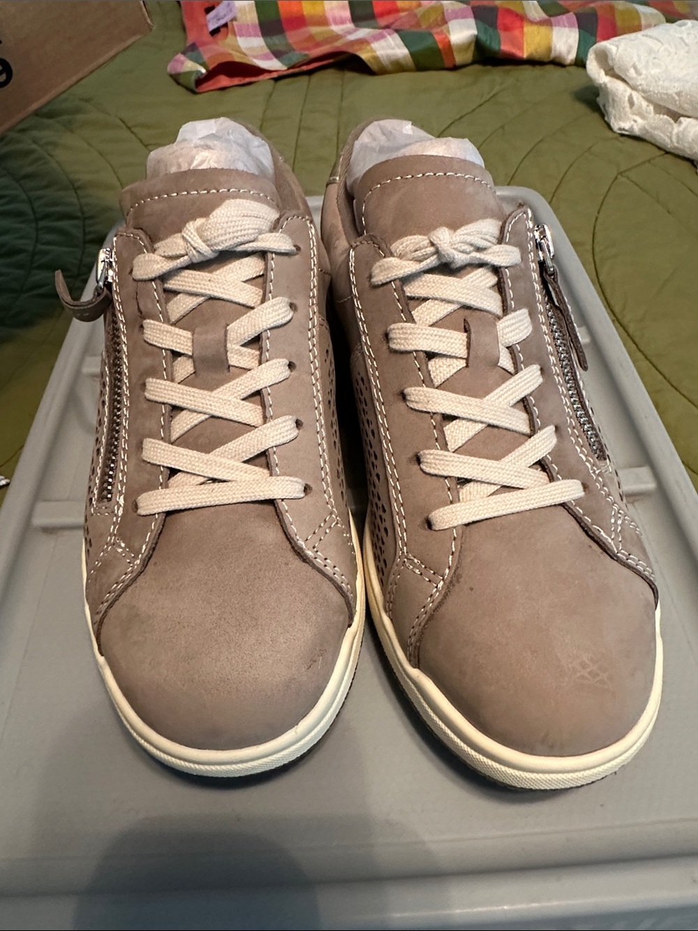 Silver Women’s Casual Leather Sneakers with Side Zipper